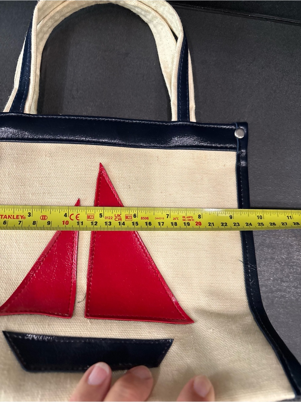 Vintage McDuff Japan Canvas Nautical Sea Bag, Sailboat, Vegan Pleather, Cute, OS - Picture 6 of 15